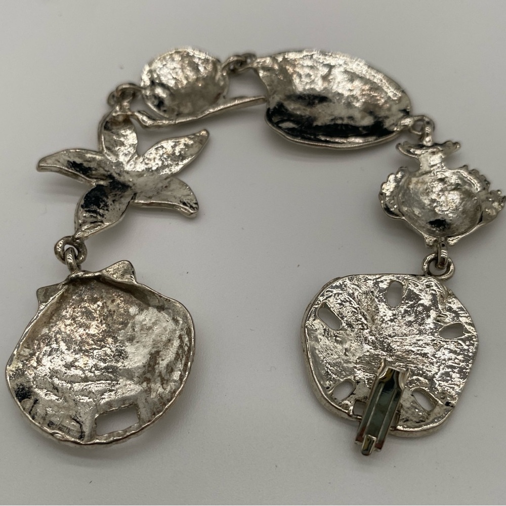 Silver-Tone Sea Life Beach Bracelet - Shells & Snails - Size 7.75” - Picture 5 of 6